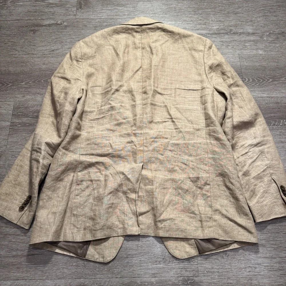 Banana Republic Blazer Mens 44R Beige 100% Linen Unstructured Sport Coat Slim